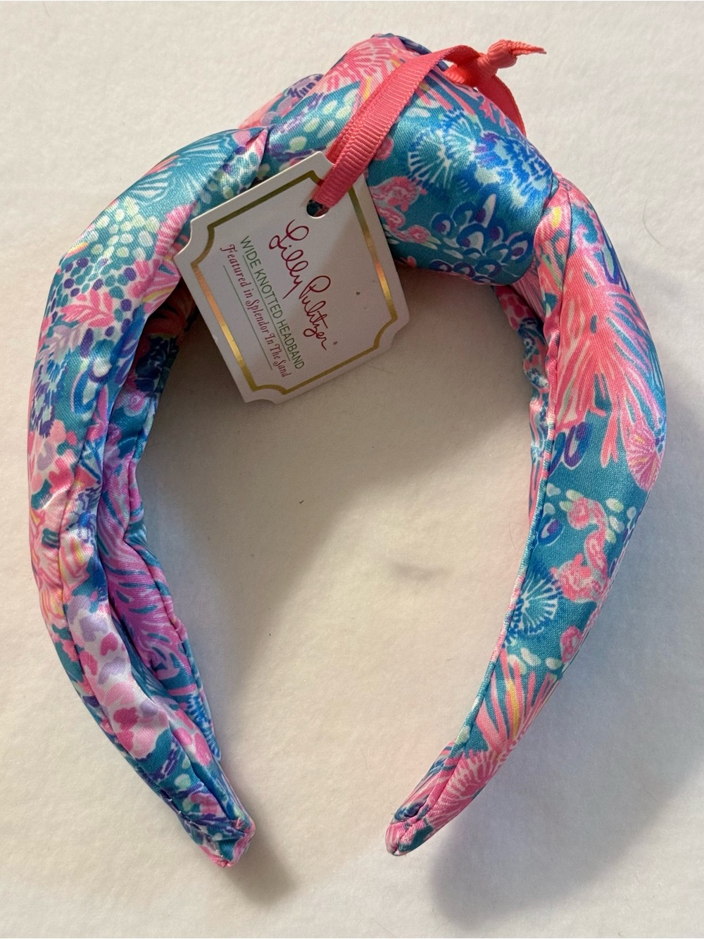 New Lilly Pulitzer Colorful Solendor in the Sand  Knotted Headband, Wide Satin.